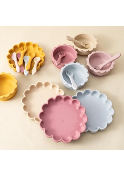 Parça Dolu Sofra Seti Aslan Şekli Plaka Kase Yumuşak Kaşık Çatal Besleme Eğitimi Yemek Tabağı Vantuz (Yurt Dışından) fiyatları