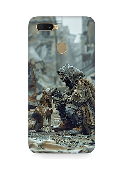 Oppo Ax7 Uyumlu Köpek ve Adam Desenli Silikon Kılıf