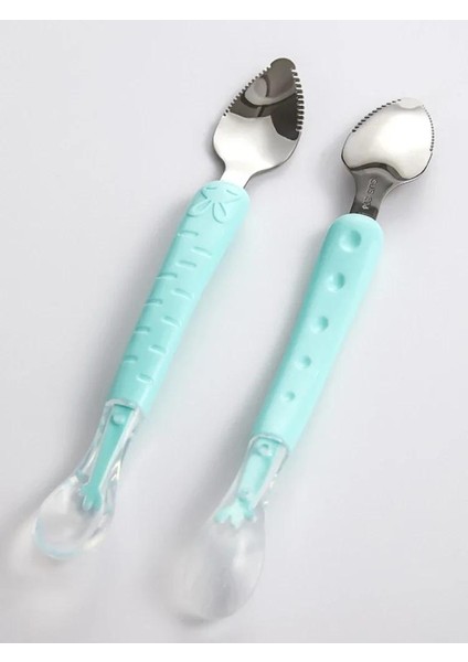 Gıda Besleme Kaşığı Paslanmaz Çelik Spatula Yumuşak Kaşık Bebek Sofra Kutusu Ile Çocuklar ve Küçük Çocuklar (Yurt Dışından)