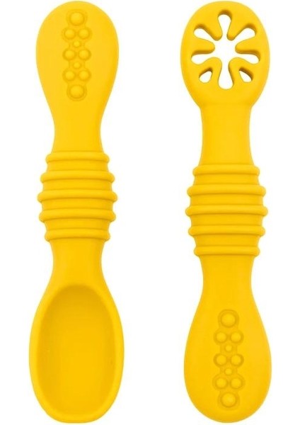 2'li Paket Sevimli Bebek Öğrenme Kaşığı Sofra Seti Gıda Sınıfı Yapışkan Kaşık Çocuk Eğitim Besleme (Yurt Dışından)