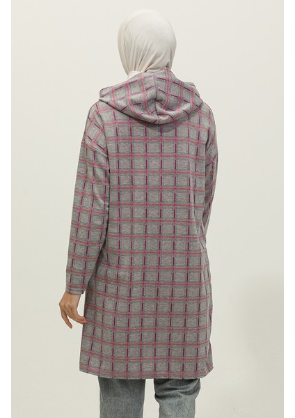 Respiro Kapüşonlu Jakarlı Kışlık Tunik 8703-01 Gri Mor