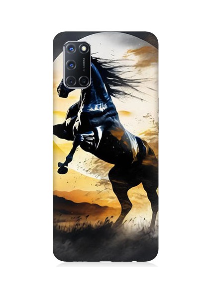 Oppo A52 Uyumlu Şaha Kalkmış At Desenli Silikon Kılıf