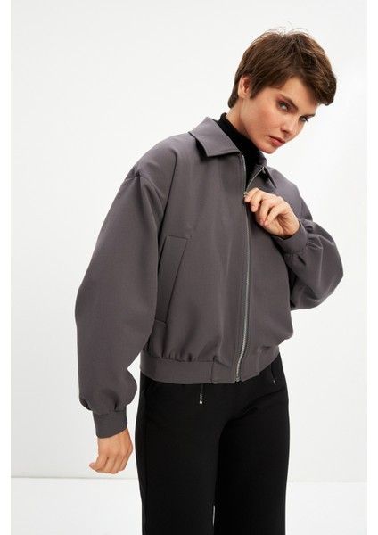 Füme Bomber Astarlı Fermuarlı Ceket fırsatları