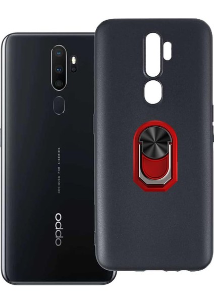 Oppo A9 2020 Kılıf Kickstand Yüzüklü Tpu Mat Silikon