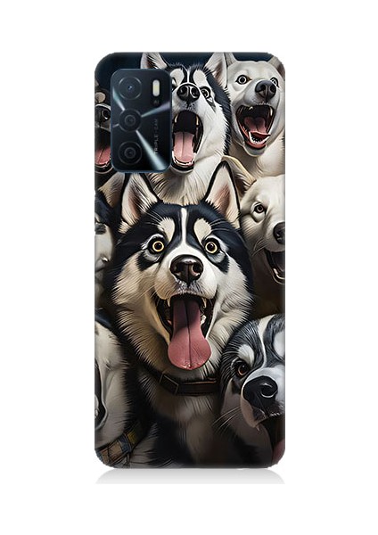 Oppo A16 Uyumlu Mutlu Husky Desenli Silikon Kılıf