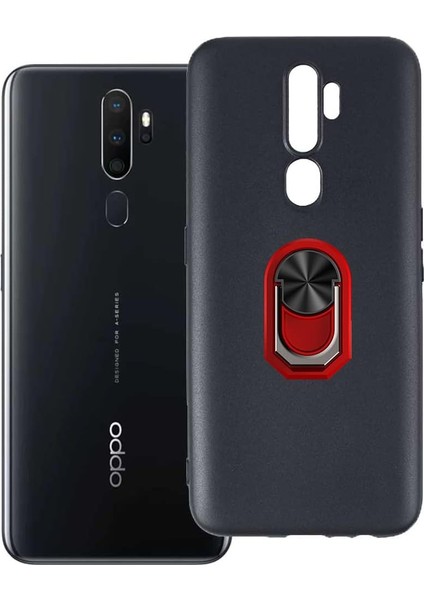 Oppo A5 2020 Kılıf Kickstand Yüzüklü Tpu Mat Silikon