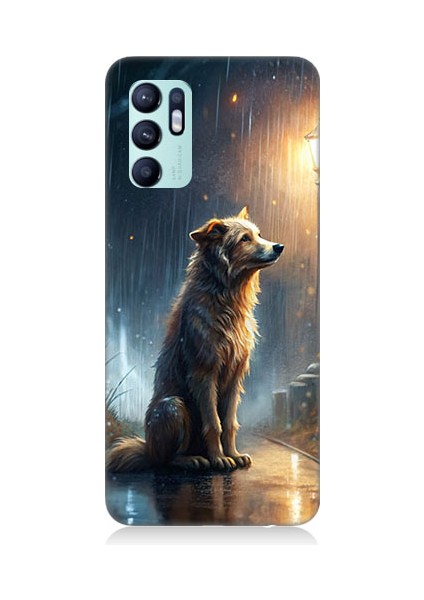 Oppo Reno 6 Uyumlu Yağmurlu Sokak Desenli Silikon Kılıf