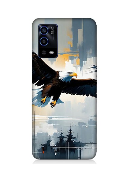 Oppo A55 Uyumlu Uçan Kartal Desenli Silikon Kılıf
