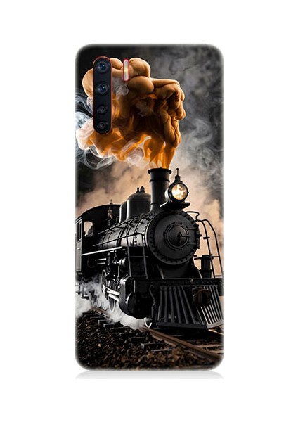 Oppo Reno 3 Uyumlu Kara Tren Desenli Silikon Kılıf