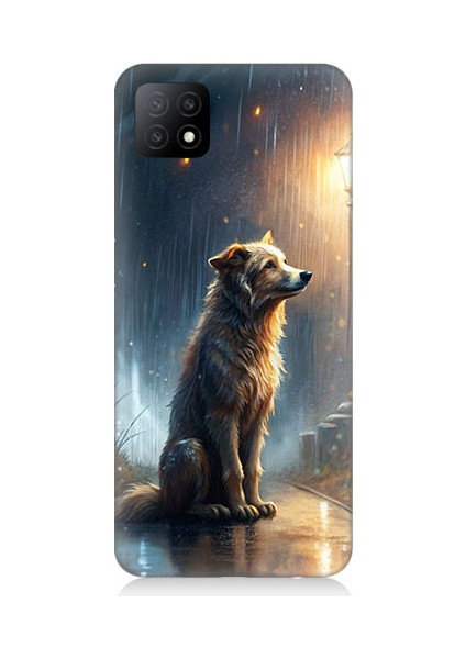 Oppo A53 Uyumlu Yağmurlu Sokak Desenli Silikon Kılıf