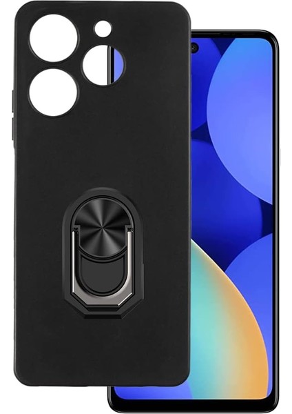 Tecno Spark 20 Kılıf Kickstand Yüzüklü Tpu Mat Silikon