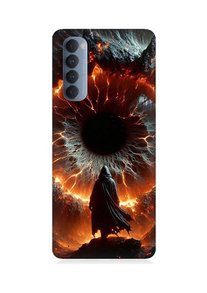 Oppo Reno 4 Pro Uyumlu Ateş Çemberi Desenli Silikon Kılıf