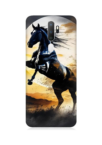 Oppo A9 2020 Uyumlu Şaha Kalkmış At Desenli Silikon Kılıf
