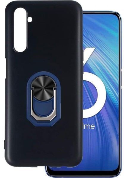 Realme 6i Kılıf Kickstand Yüzüklü Tpu Mat Silikon