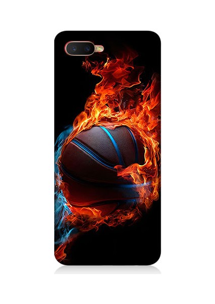 Oppo Rx 17 Neo Uyumlu Ateşli Basketbol Desenli Silikon Kılıf