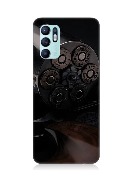 Oppo Reno 6 Uyumlu Tabanca Silindiri Desenli Silikon Kılıf