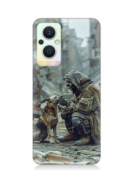 Oppo Reno 7 Lite Uyumlu Köpek ve Adam Desenli Silikon Kılıf