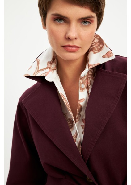 Bordo Kuşaklı Astarsız Cepli Ceket fırsatları