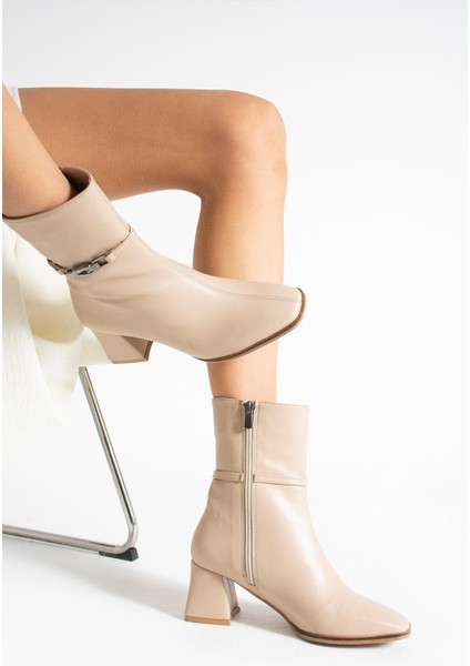 Tiggy Ten Renkli Yandan Toka Detaylı Kalın Ökçeli Kadın Bot modelleri