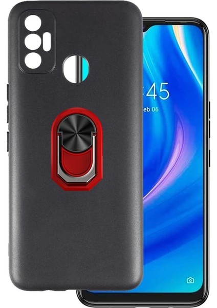 Tecno Spark 7 Kılıf Kickstand Yüzüklü Tpu Mat Silikon