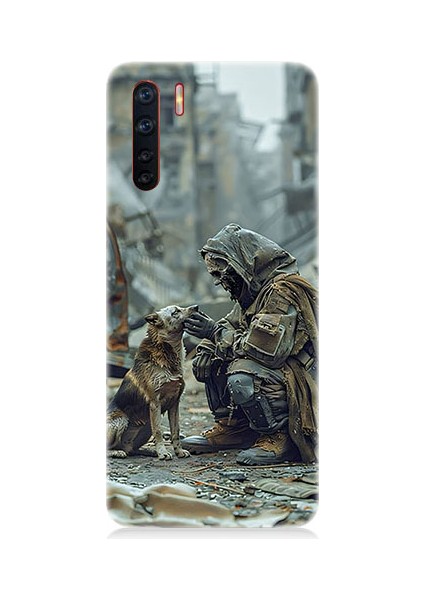 Oppo A91 Uyumlu Köpek ve Adam Desenli Silikon Kılıf