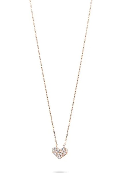 14 Ayar Altın Anka Kalp Kolye - 0,22ct Pırlanta Taşlı & Romantik Tasarım