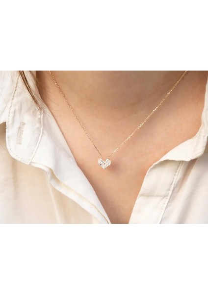 14 Ayar Altın Anka Kalp Kolye - 0,22ct Pırlanta Taşlı & Romantik Tasarım fiyatları