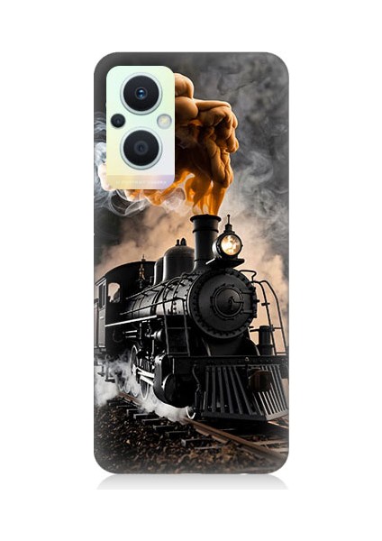 Oppo Reno 7 Lite Uyumlu Kara Tren Desenli Silikon Kılıf