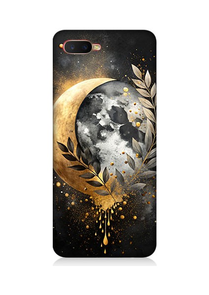 Oppo Rx 17 Neo Uyumlu Ay ve Yaprak Desenli Silikon Kılıf