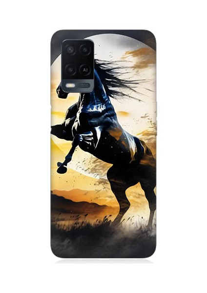 Oppo A54 Uyumlu Şaha Kalkmış At Desenli Silikon Kılıf