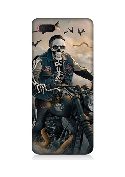 Oppo Rx 17 Neo Uyumlu Iskelet Motosiklet Desenli Silikon Kılıf