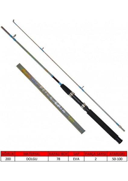 1422 Flick Boat 2 Parça Dolgu Tekne Kamışı 50-100GR 150 cm