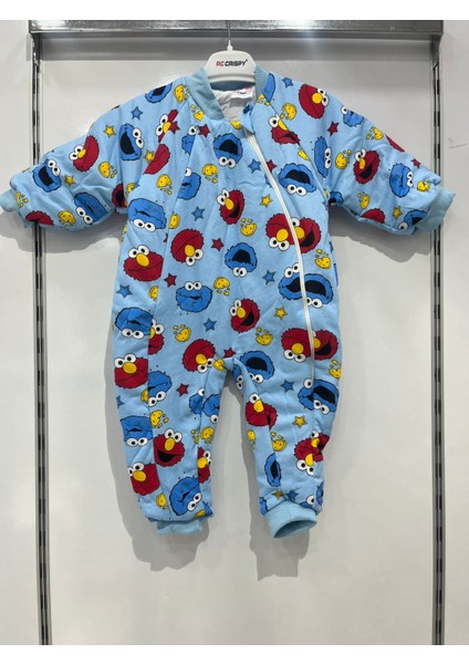 Uğurböceğiçocuk Elyaflı ve Fermuarlı Bisküvi Desenli Kışlık Çocuk Uyku Tulumu Unisex fırsatları