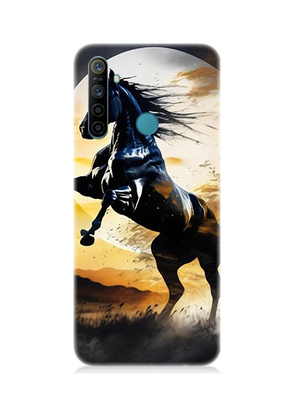 Realme 5i Uyumlu Şaha Kalkmış At Desenli Silikon Kılıf