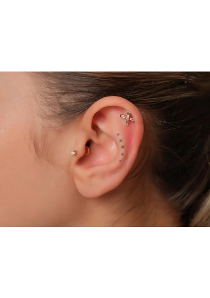 Fores 0,17CT Baget Pırlanta Piercing-Tragus