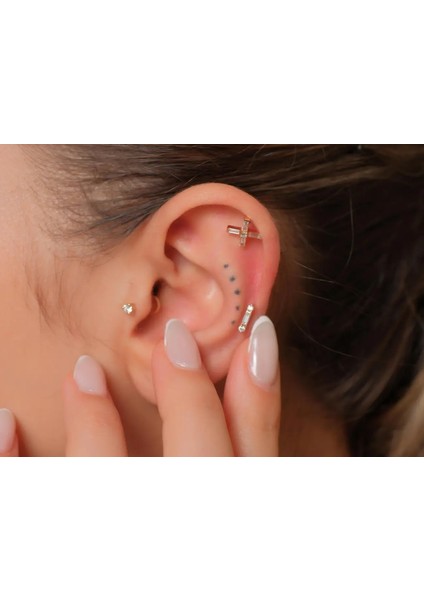 Fores 0,17CT Baget Pırlanta Piercing-Tragus