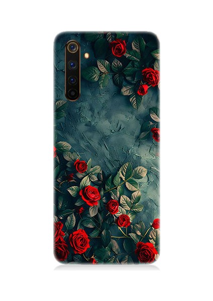 Realme 6 Pro Uyumlu Kırmızı Güller Desenli Silikon Kılıf
