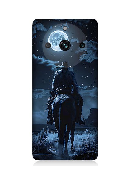 Realme 10 Pro Uyumlu Ay Işığında Kovboy Desenli Silikon Kılıf