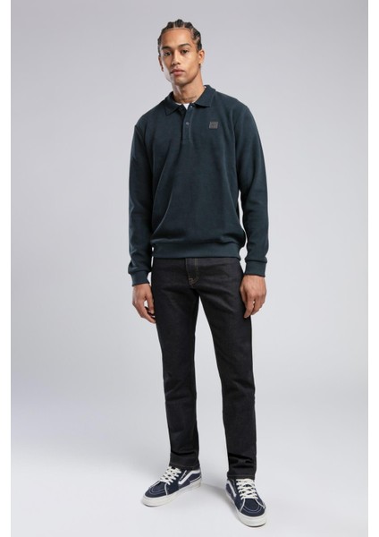 Newblend Erkek Polo Yaka Sweatshirt Lacivert
