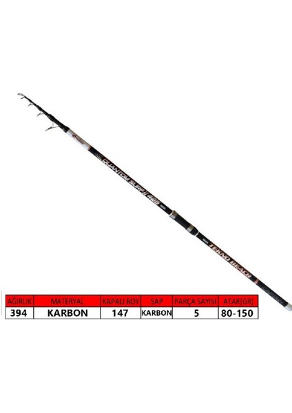 1691 Quantum Iı Tele Surf Kamış 80-150GR Atar 390 cm
