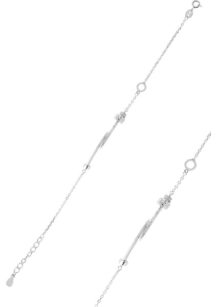 Gümüş Rodyumlu Zirkon Taşlı Stil Çivi Bileklik SGTL12628RODAJ