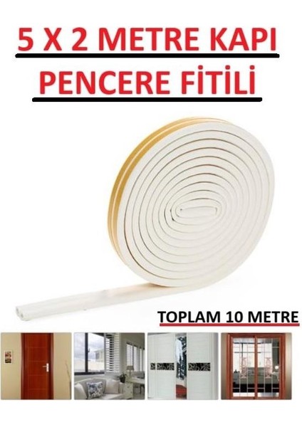 Beyaz Pencere Yalıtım Süngeri Fitili 10 Metre Yapışkanlı Pimapen Kapı Fitili Cam Bandı Sızdırmazlık Fitili