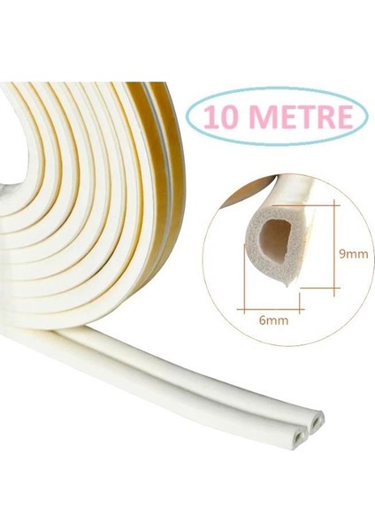 Beyaz Pencere Yalıtım Süngeri Fitili 10 Metre Yapışkanlı Pimapen Kapı Fitili Cam Bandı Sızdırmazlık Fitili