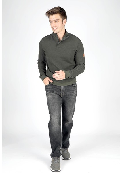 Luke Erkek Dik Yaka Sweatshirt Haki