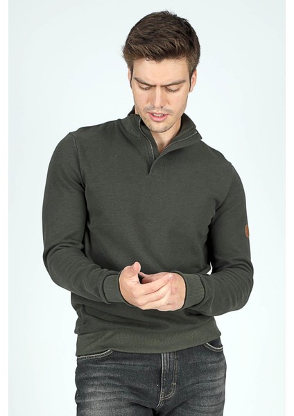 Luke Erkek Dik Yaka Sweatshirt Haki fiyatları