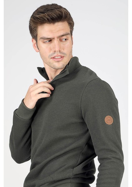 Luke Erkek Dik Yaka Sweatshirt Haki fırsatları