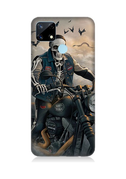 Realme 7i Uyumlu Iskelet Motosiklet Desenli Silikon Kılıf