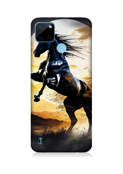 Realme C21Y Uyumlu Şaha Kalkmış At Desenli Silikon Kılıf