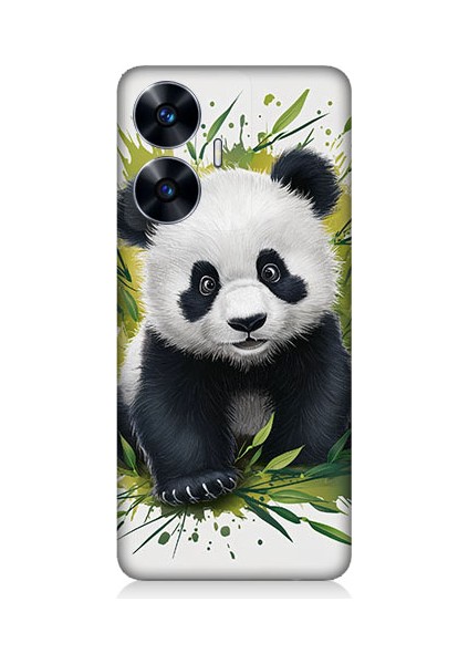 Realme C55 Uyumlu Sevimli Panda Desenli Silikon Kılıf