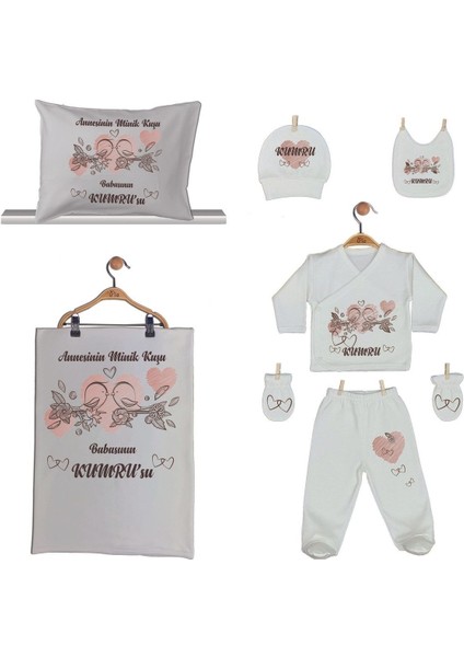 %100 Pamuk Organik Baskılı Isimli Bebek Hastane Çıkışı